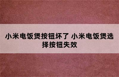 小米电饭煲按钮坏了 小米电饭煲选择按钮失效